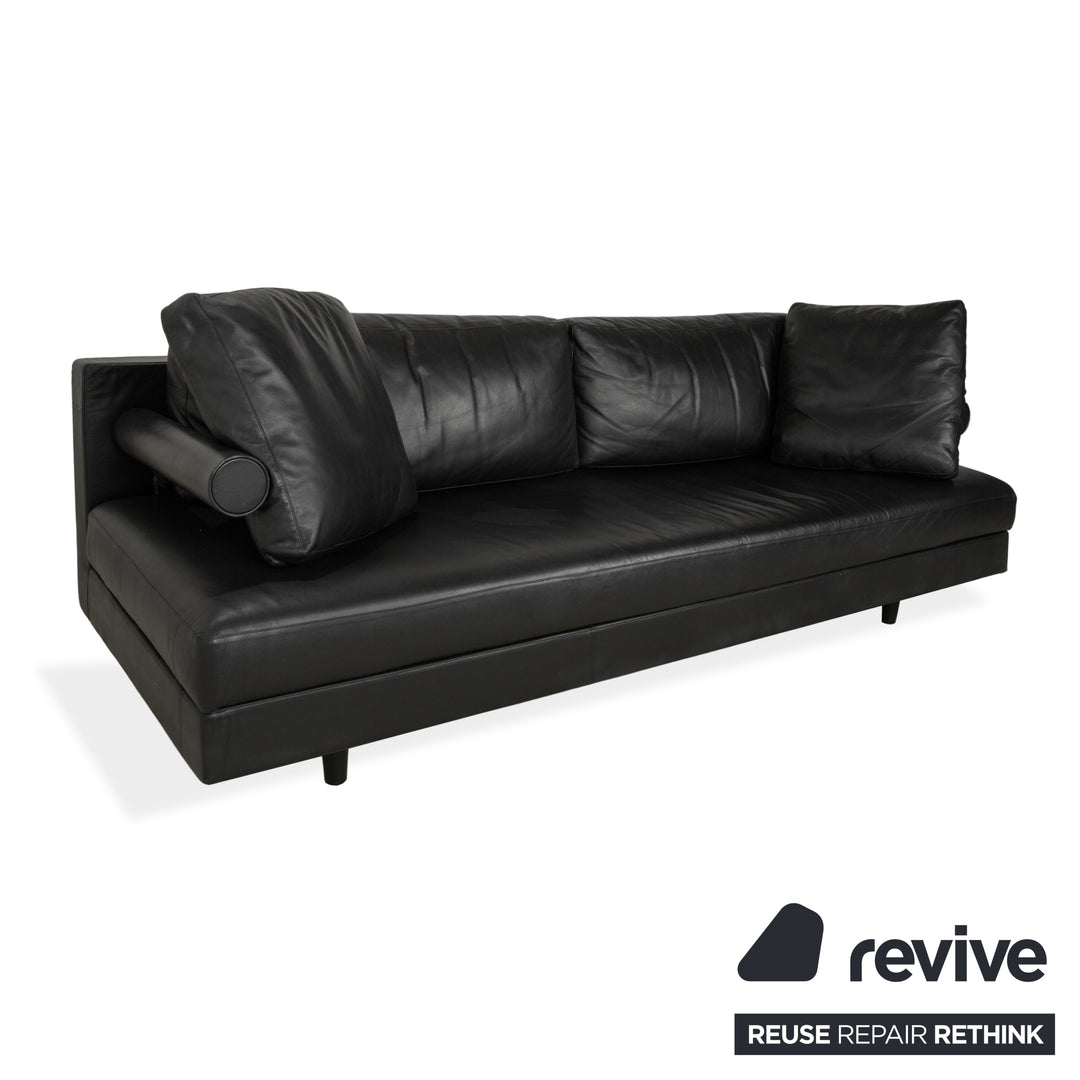 B&B Italia Leder Dreisitzer Schwarz Sofa Couch