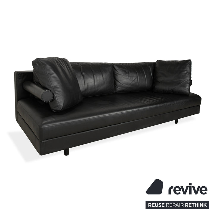 B&B Italia Leder Dreisitzer Schwarz Sofa Couch