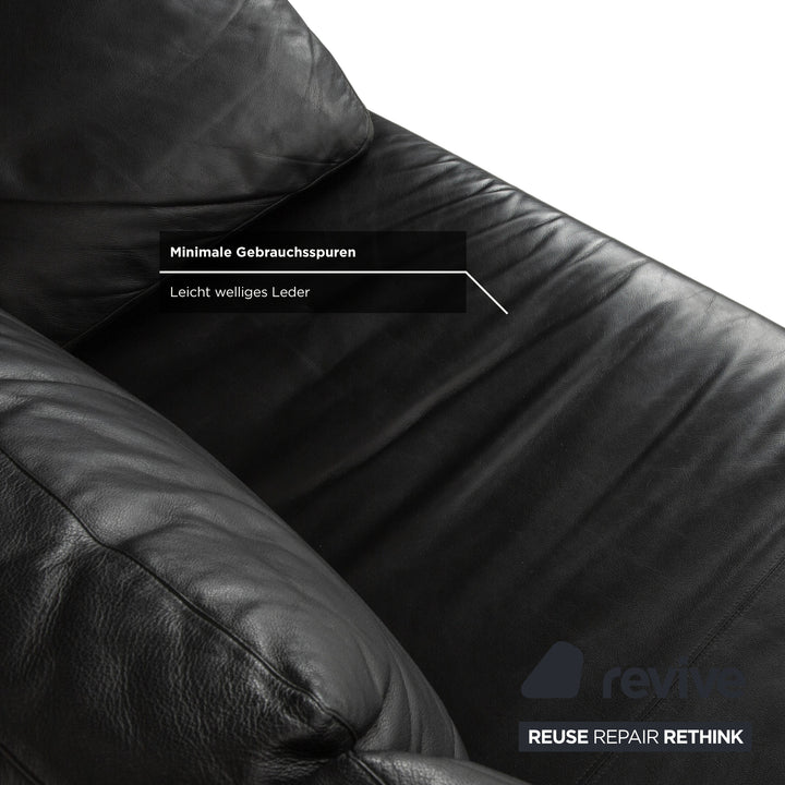 B&B Italia Leder Dreisitzer Schwarz Sofa Couch