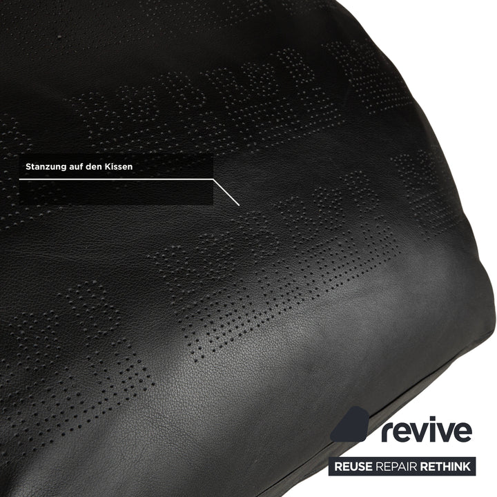B&B Italia Leder Dreisitzer Schwarz Sofa Couch