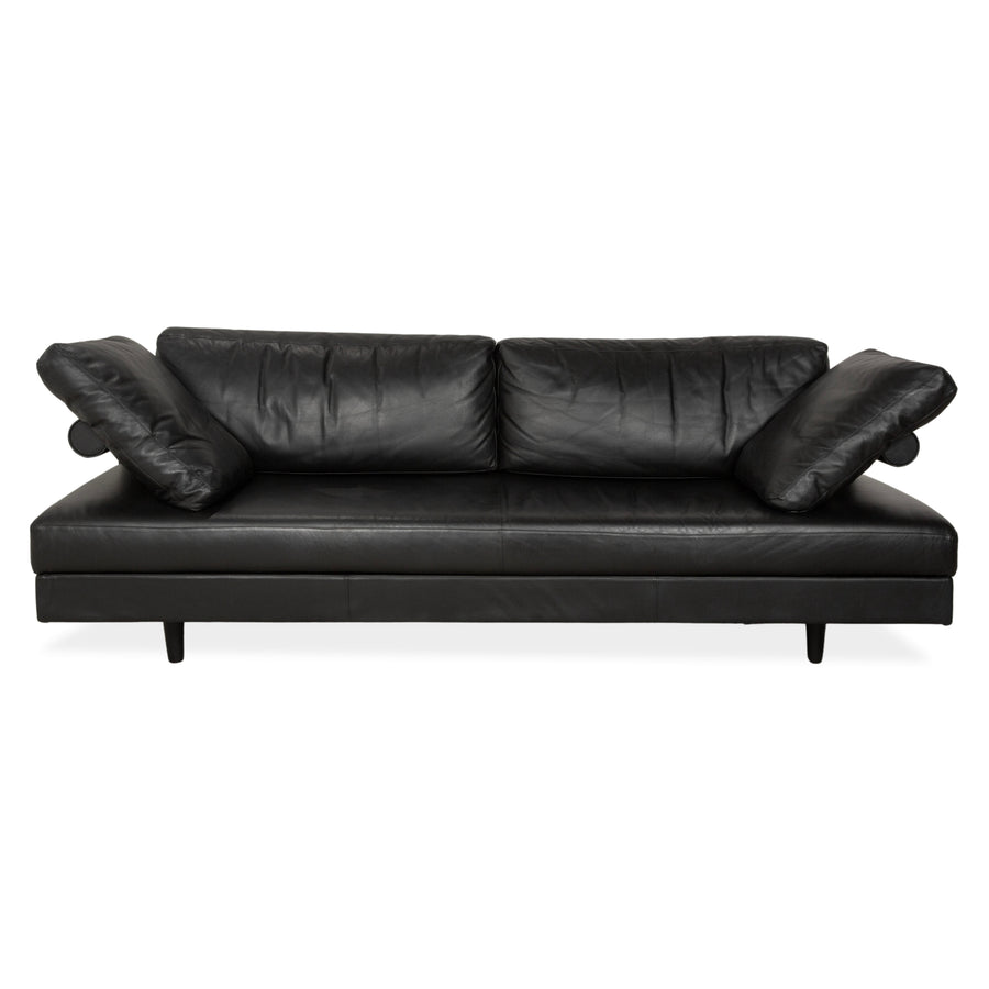 B&B Italia Leder Dreisitzer Schwarz Sofa Couch