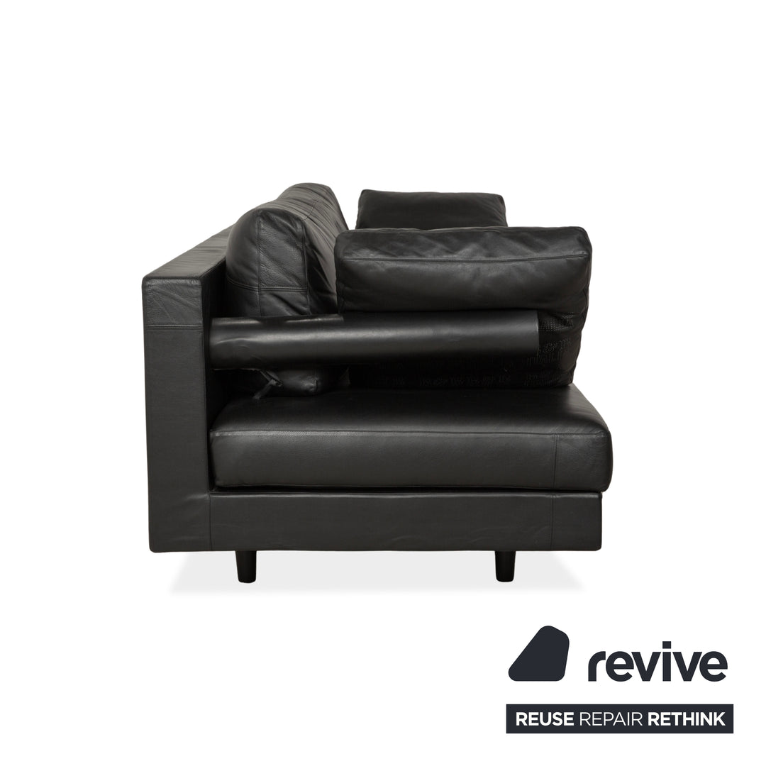 B&B Italia Leder Dreisitzer Schwarz Sofa Couch