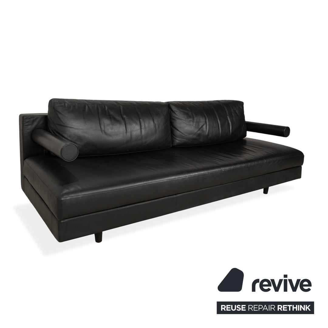 B&B Italia Leder Dreisitzer Schwarz Sofa Couch