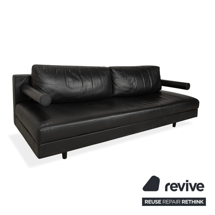 B&B Italia Leder Dreisitzer Schwarz Sofa Couch