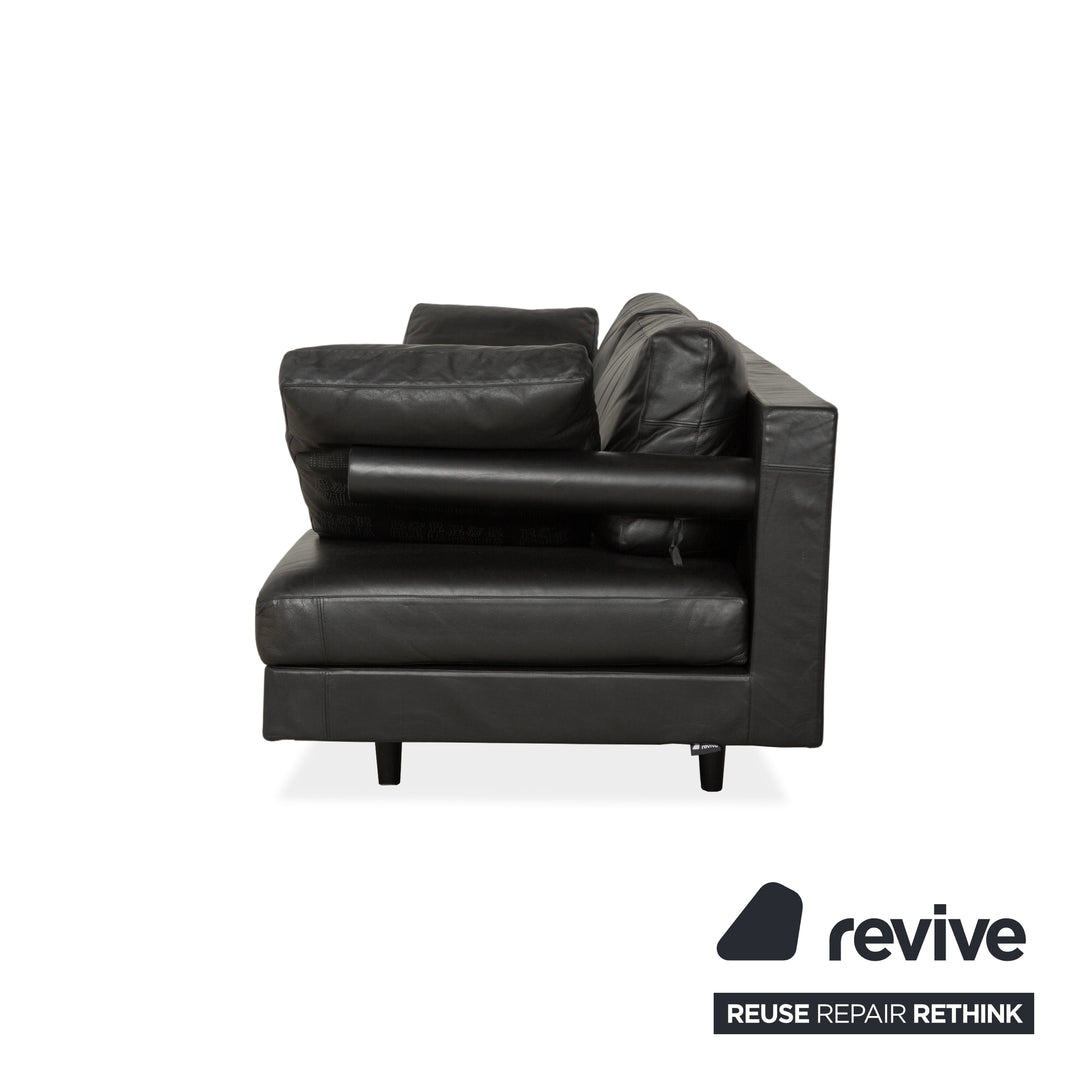 B&B Italia Leder Dreisitzer Schwarz Sofa Couch