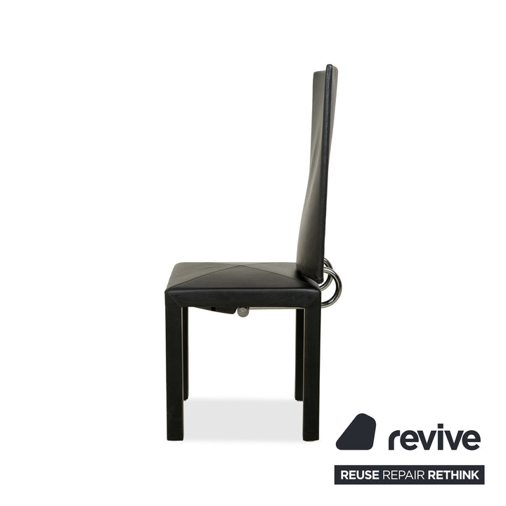 Chaise simple en cuir noir Arcadia pour salle à manger B&amp;B Italia