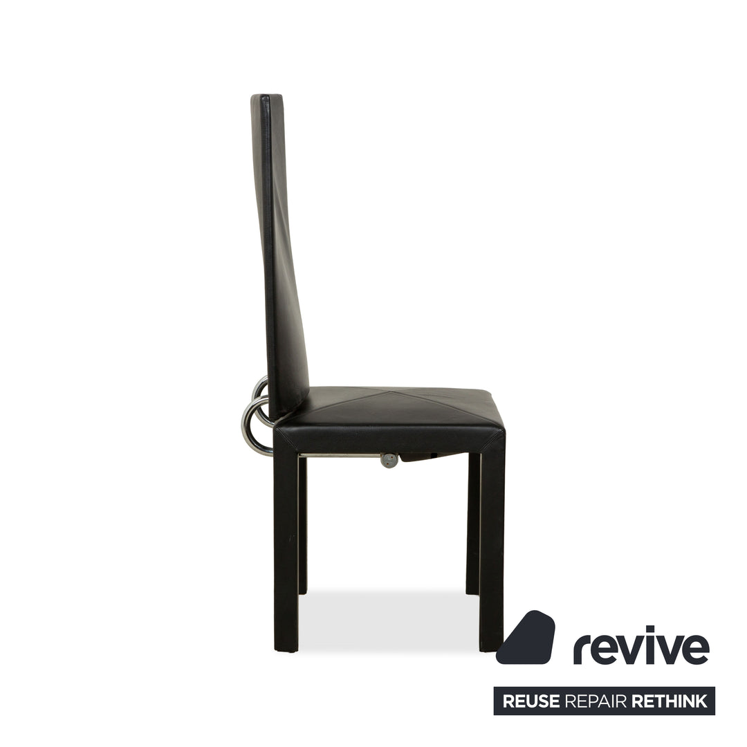 Chaise simple en cuir noir Arcadia pour salle à manger B&amp;B Italia