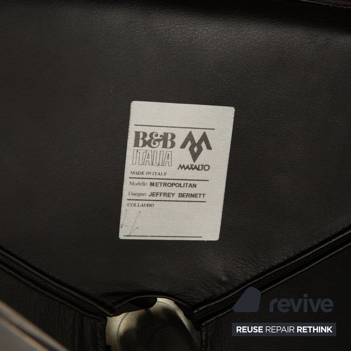 B&amp;B Italia Metropolitan Leather Armchair Black manual function incl. stool