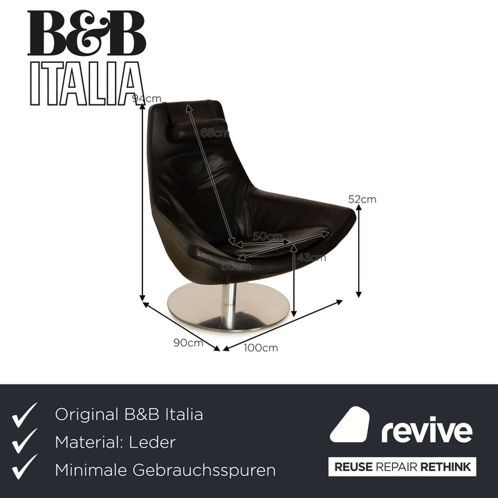 B&B Italia Metropolitan Leder Sessel Schwarz manuelle Funktion inkl. Hocker