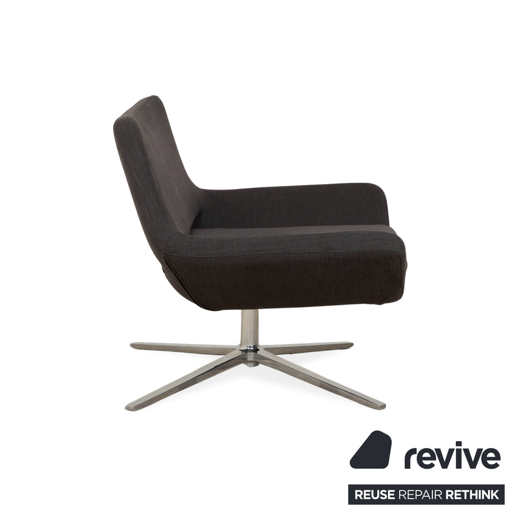 B&amp;B Italia Metropolitan Fabric Chrome Armchair Dark Grey