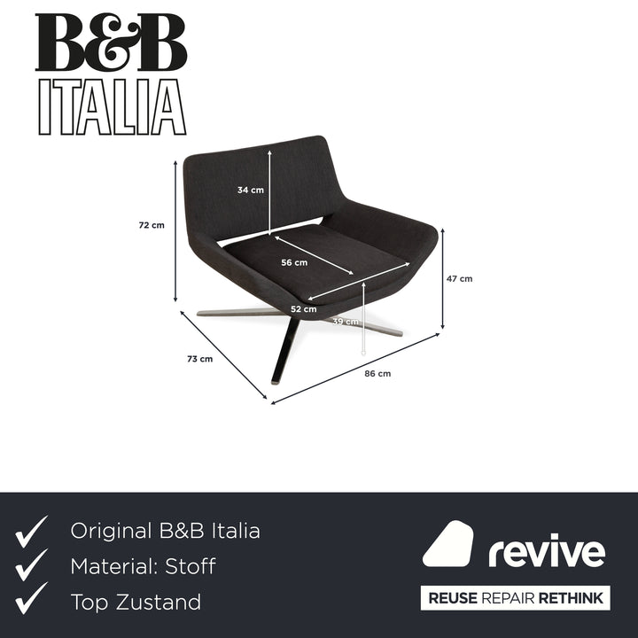 B&amp;B Italia Metropolitan Fabric Chrome Armchair Dark Grey