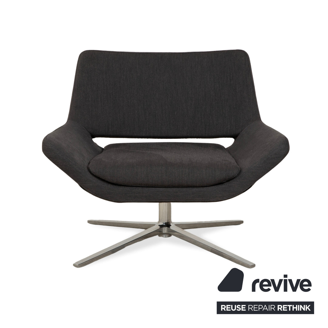 B&amp;B Italia Metropolitan Fabric Chrome Armchair Dark Grey