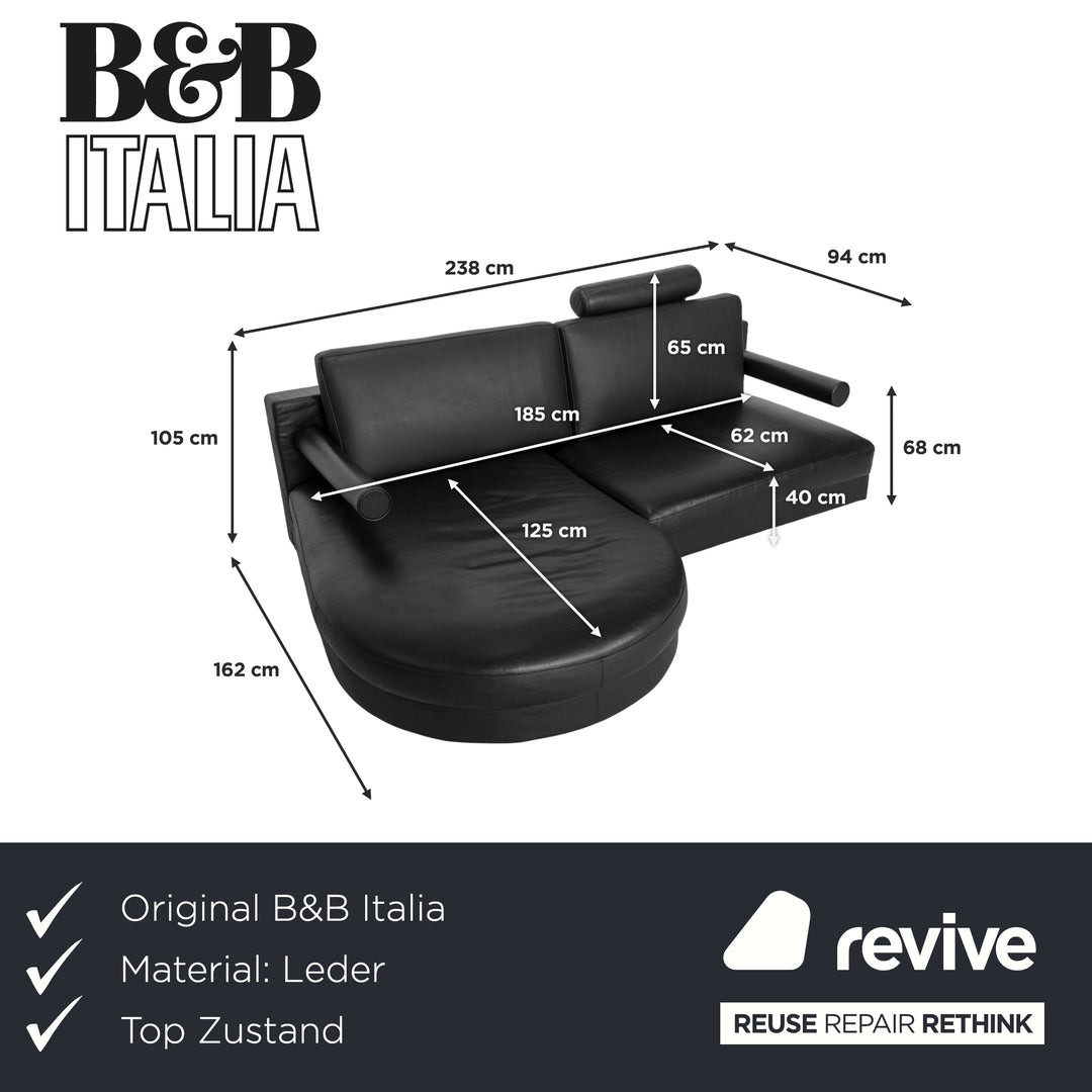 B&B Italia Sity Leder Ecksofa Schwarz Récamière links Sofa Couch