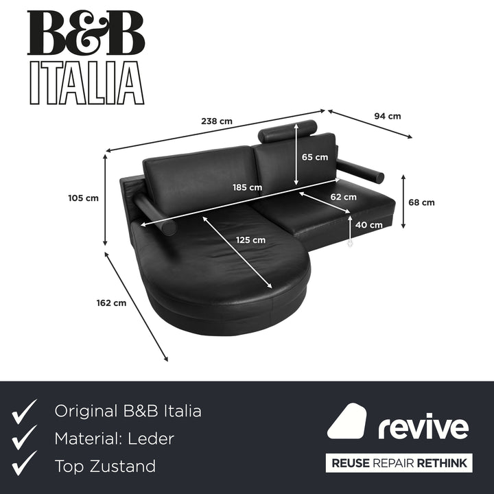 B&B Italia Sity Leder Ecksofa Schwarz Récamière links Sofa Couch