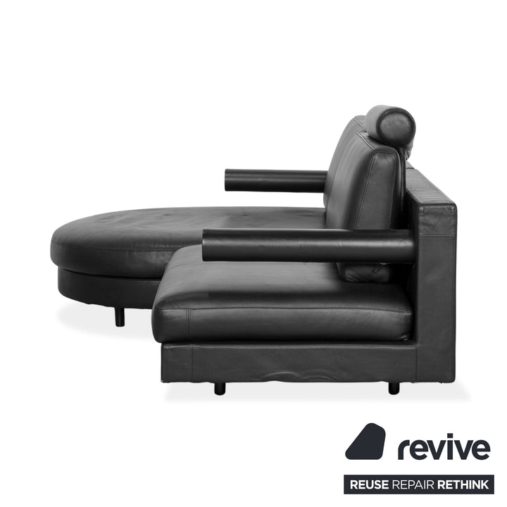 B&B Italia Sity Leder Ecksofa Schwarz Récamière links Sofa Couch