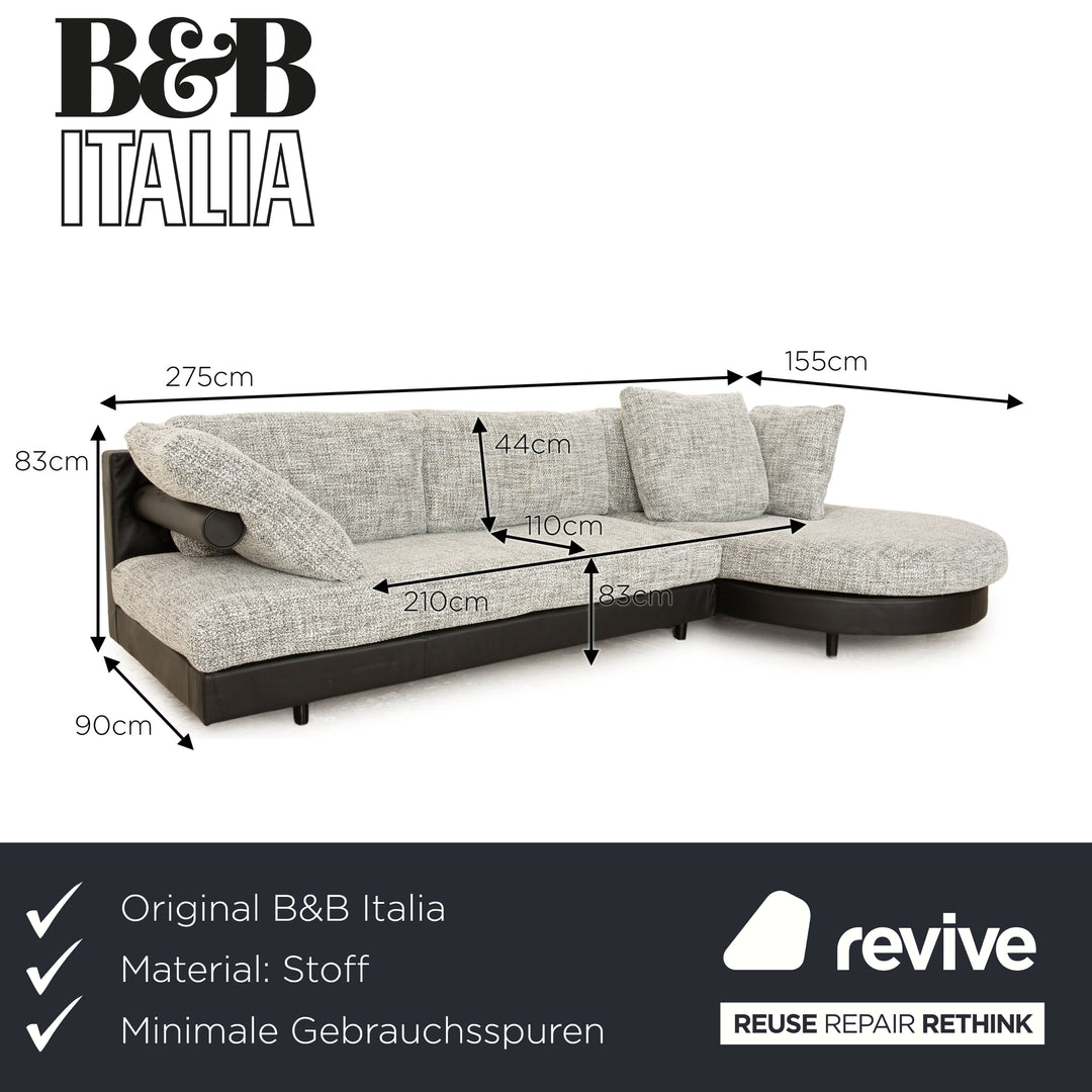 B&amp;B Italia Sity Canapé En Tissu Noir Gris Canapé D'angle Nouvelle Housse