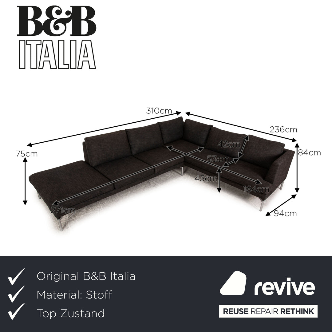 B&amp;B Italia canapé d'angle en tissu gris canapé méridienne gauche