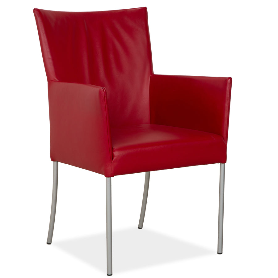 Lot de 4 chaises en cuir bert plantagie ARC-E rouge salle à manger