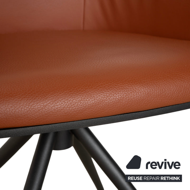 Bert Plantagie Luno Leather Chair Brown Orange Cognac Armchair Swivel Function