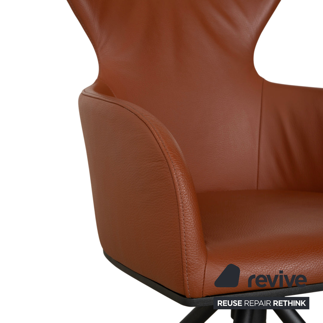 Bert Plantagie Luno Leather Chair Brown Orange Cognac Armchair Swivel Function