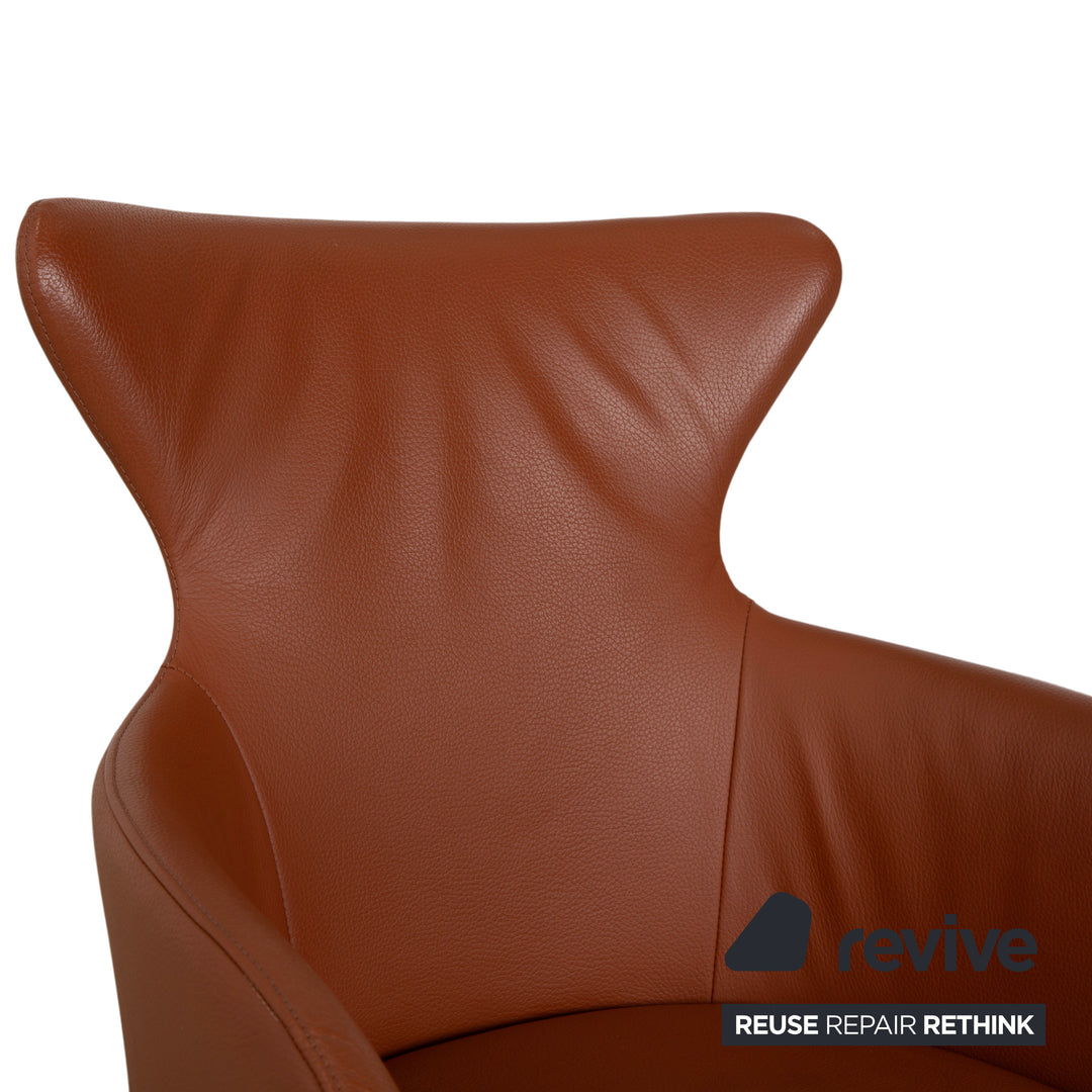 Bert Plantagie Luno Leather Chair Brown Orange Cognac Armchair Swivel Function