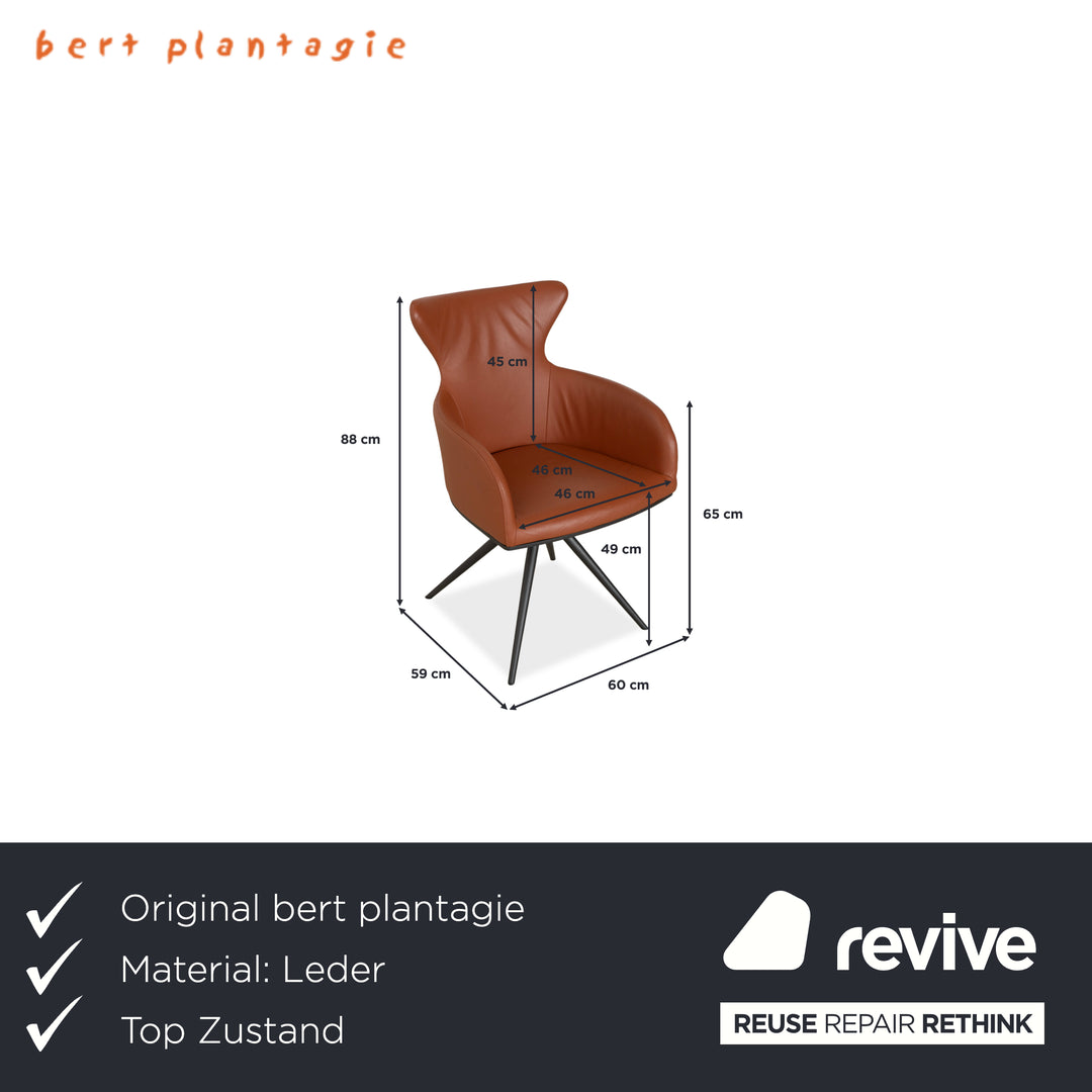 Bert Plantagie Luno Leather Chair Brown Orange Cognac Armchair Swivel Function
