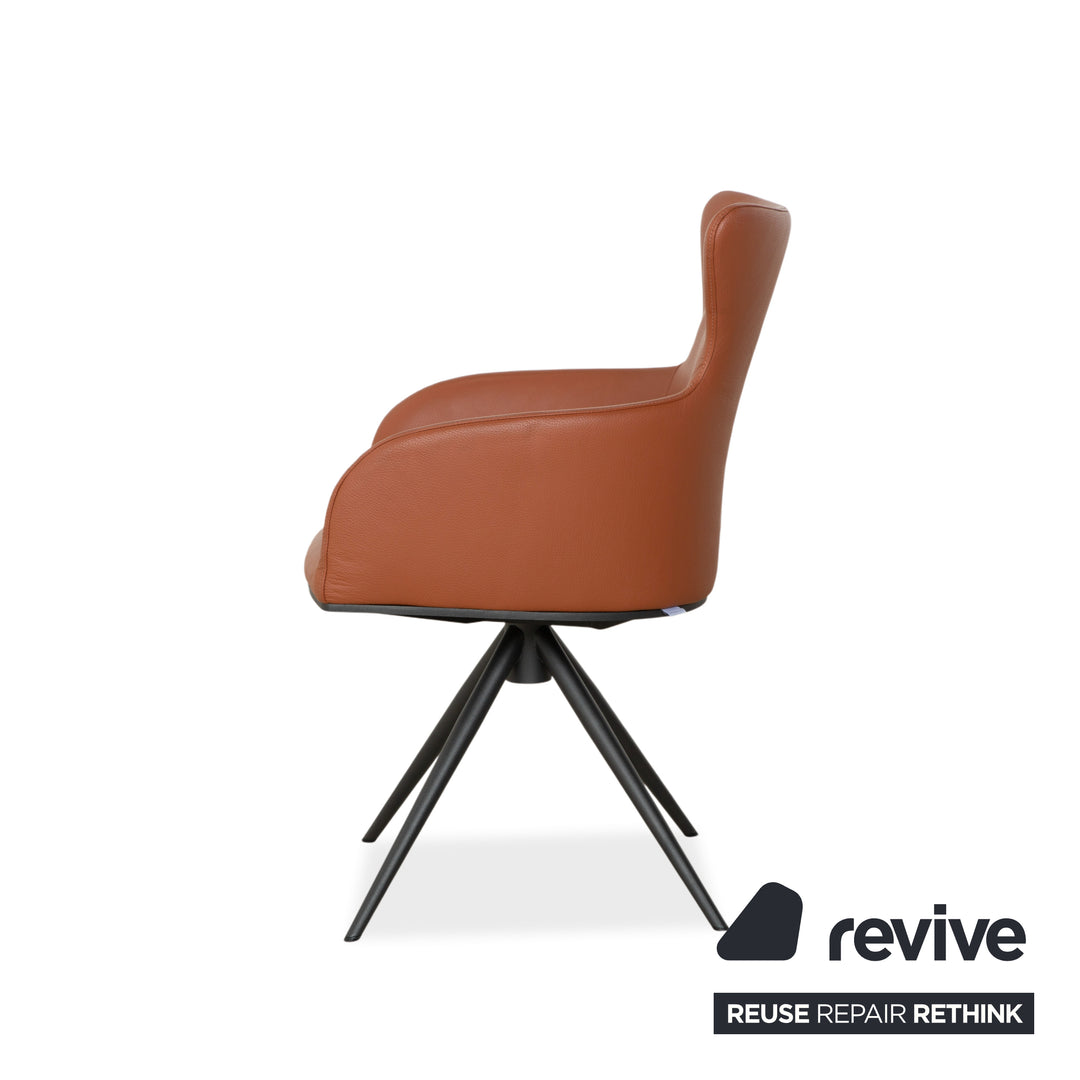Bert Plantagie Luno Leather Chair Brown Orange Cognac Armchair Swivel Function