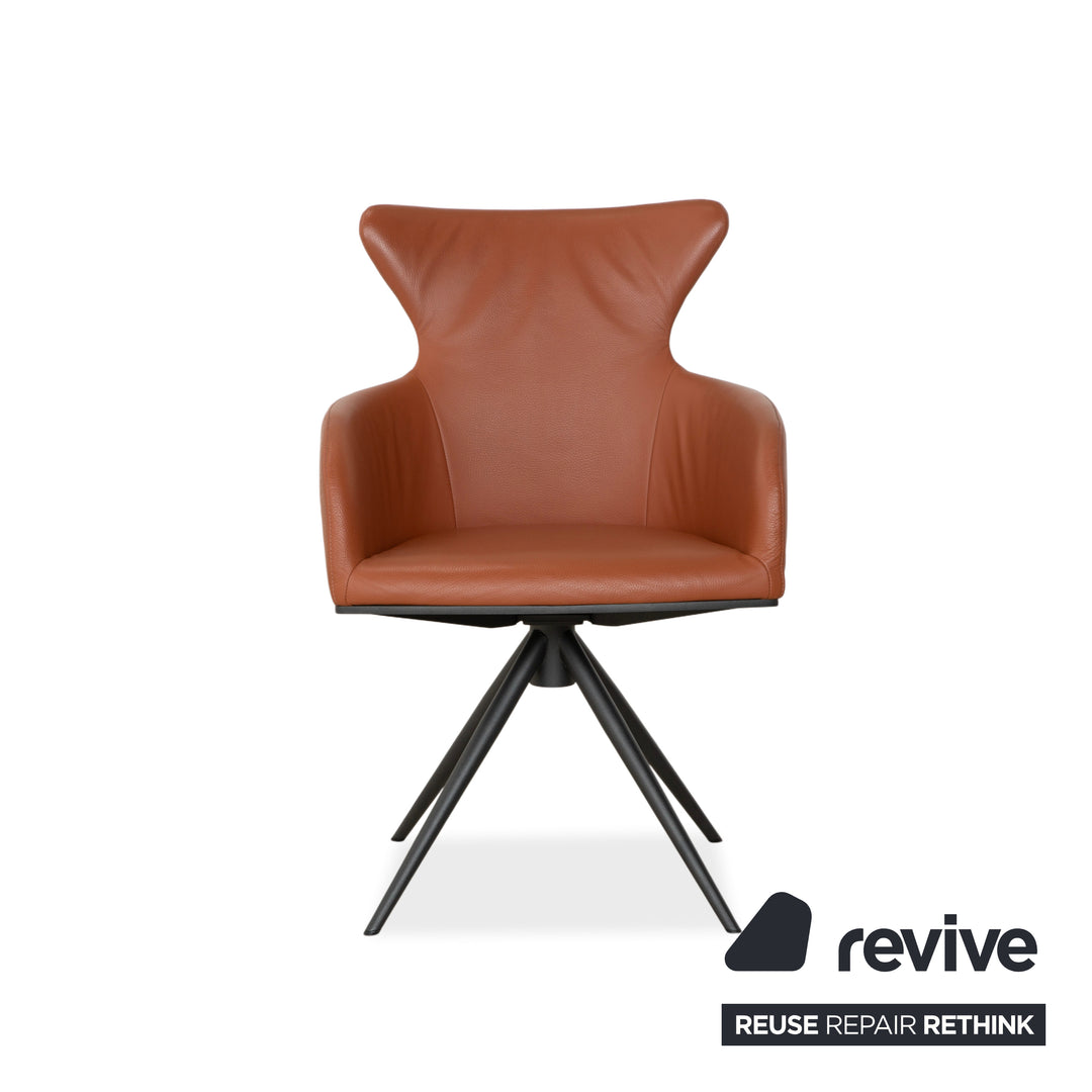 Bert Plantagie Luno Leather Chair Brown Orange Cognac Armchair Swivel Function