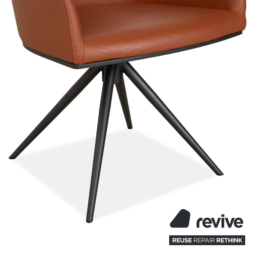 Bert Plantagie Luno Leather Chair Brown Orange Cognac Armchair Swivel Function