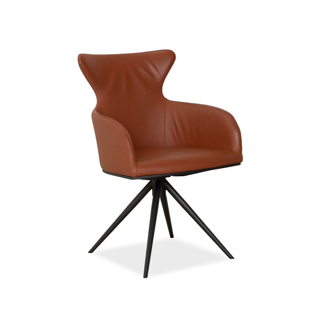 Bert Plantagie Luno Leather Chair Brown Orange Cognac Armchair Swivel Function