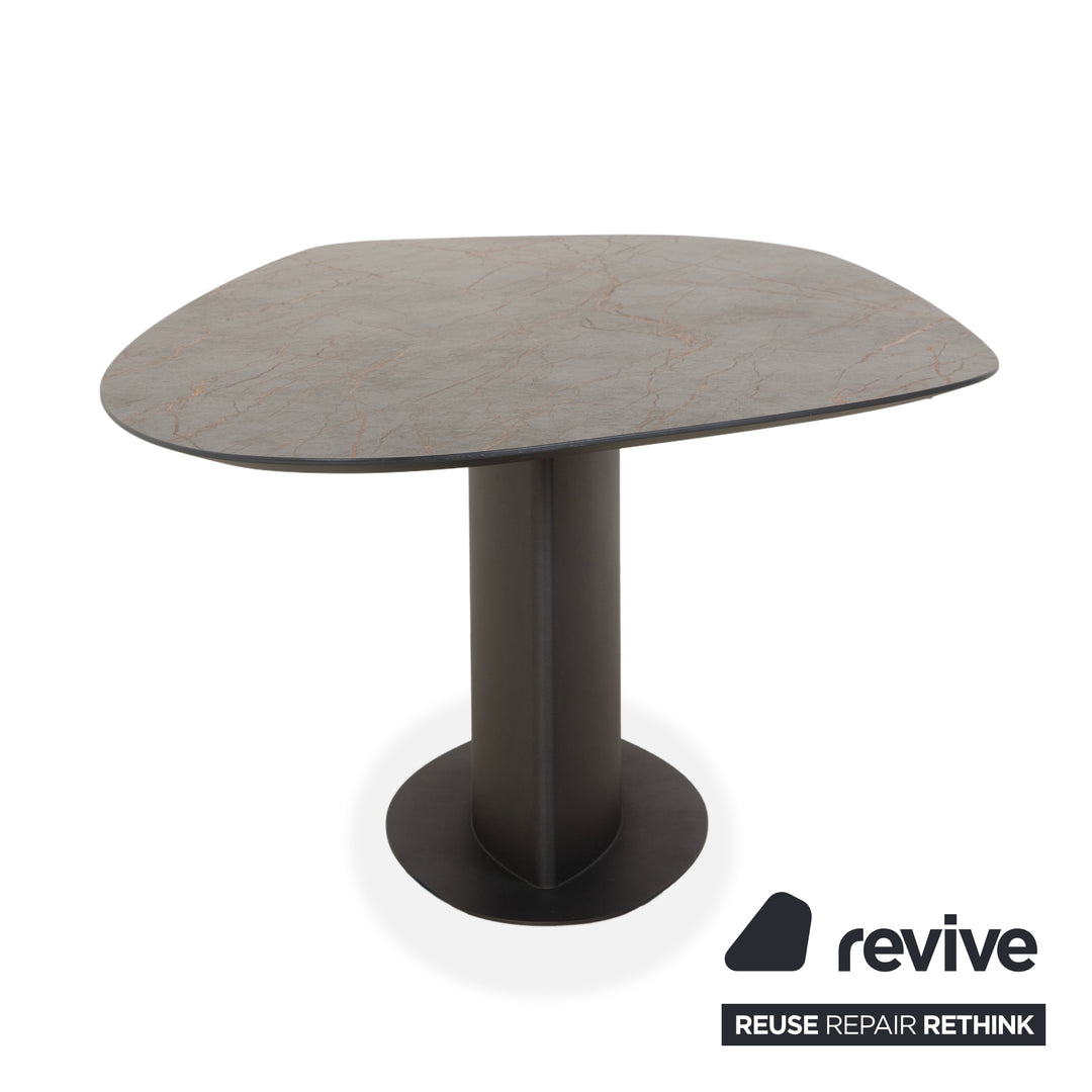 Bert Plantagie Plato wooden MDF dining table, grey, HPL stone look, metal base