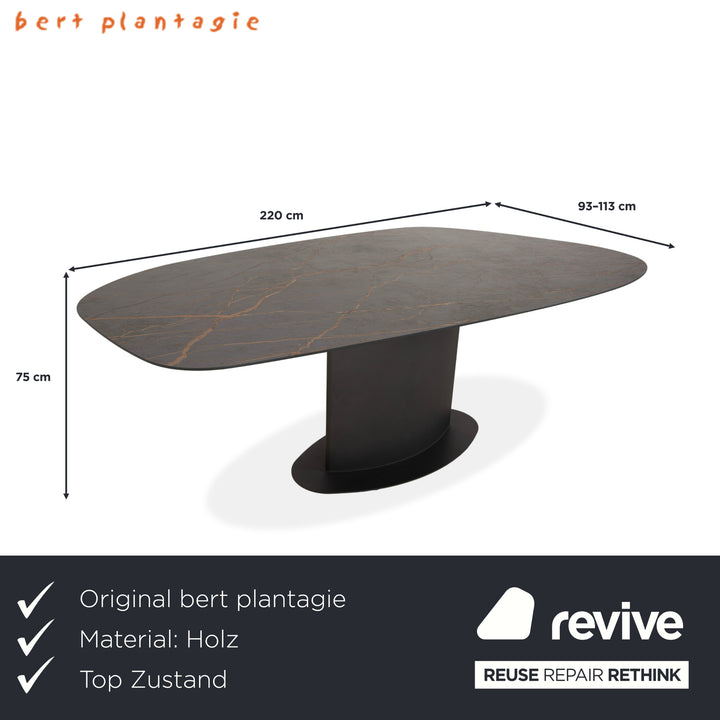 Bert Plantagie Plato wooden MDF dining table, grey, HPL stone look, metal base