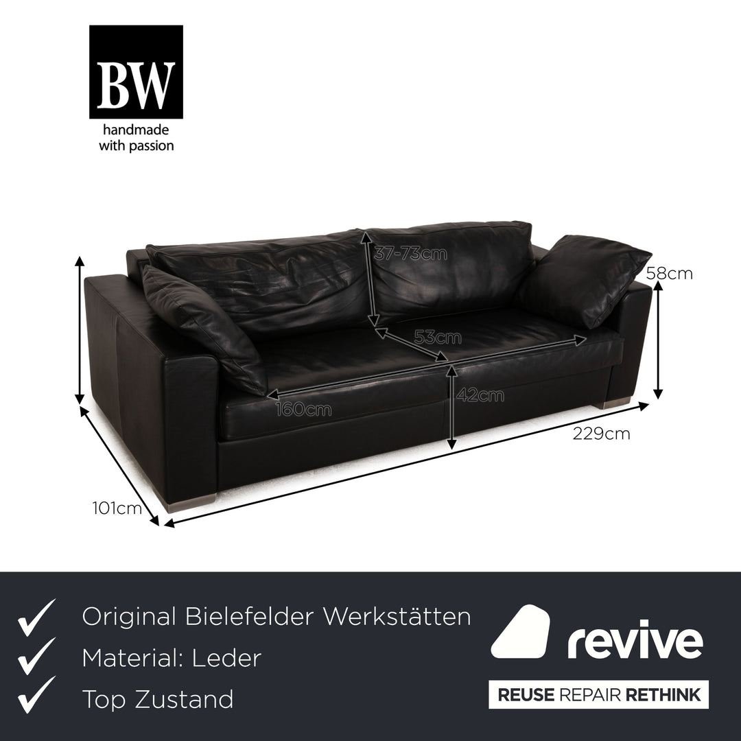 Bielefelder Werkstätten Leder Dreisitzer Schwarz Sofa Couch Funktion