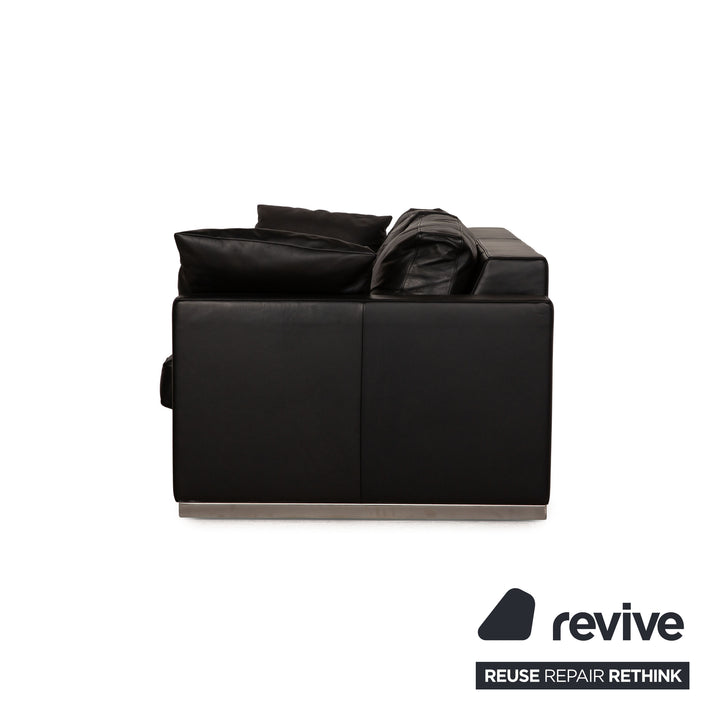 Bielefelder Werkstätten leather three-seater black sofa couch function