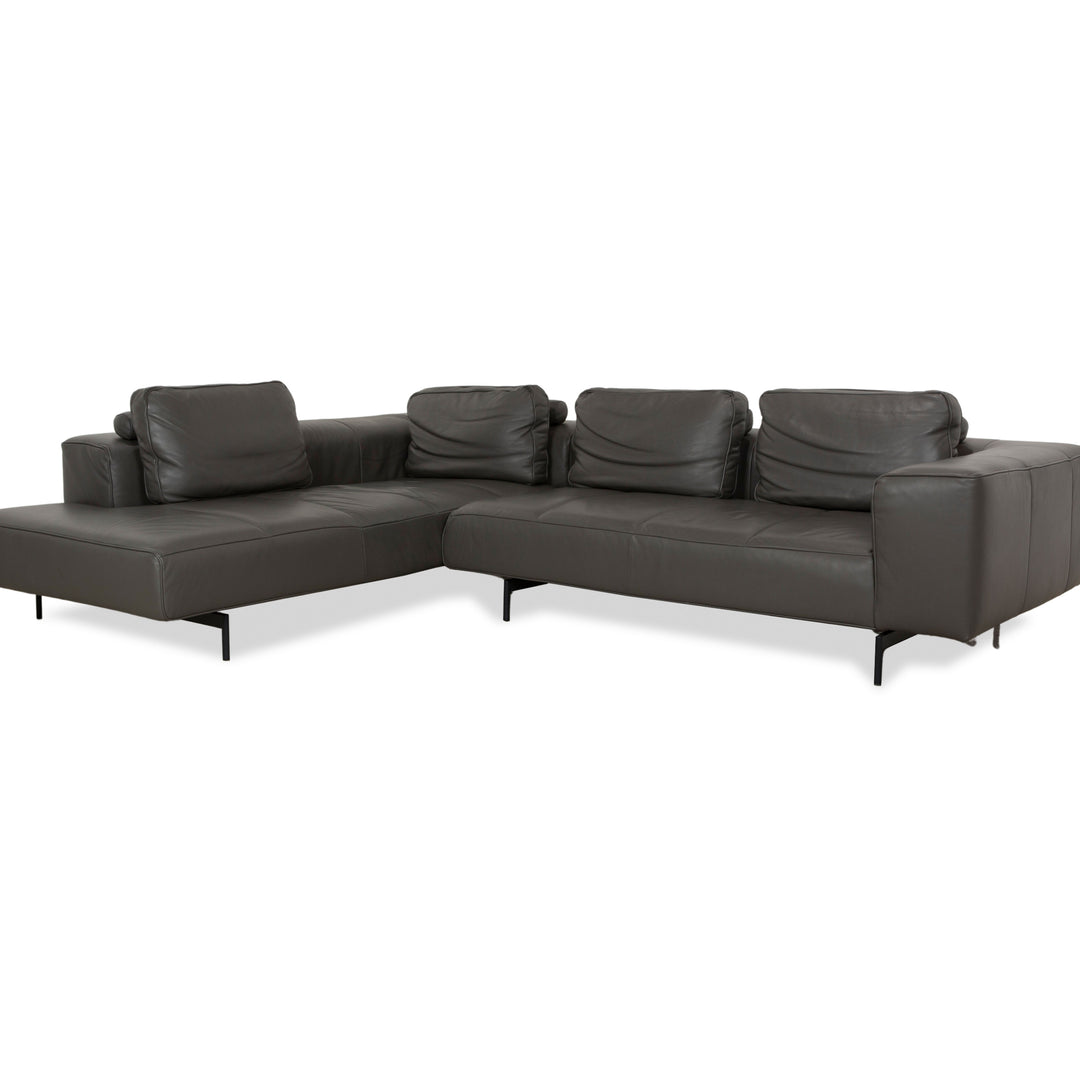 BoConcept Amsterdam Canapé d'angle en cuir gris foncé