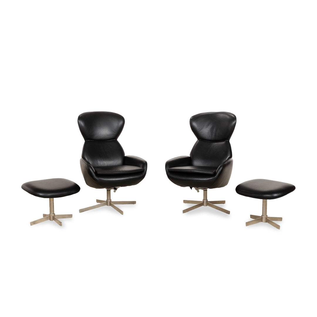 BoConcept Athena Relax Leather Armchair Black incl. Stool manual function