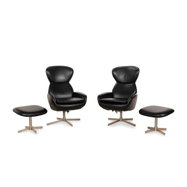 BoConcept Athena Relax Leather Armchair Black incl. Stool manual function