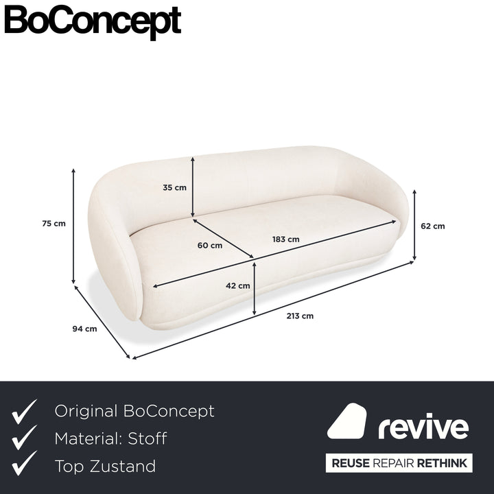 BoConcept Bolzano Stoff Dreisitzer Creme Sofa Couch