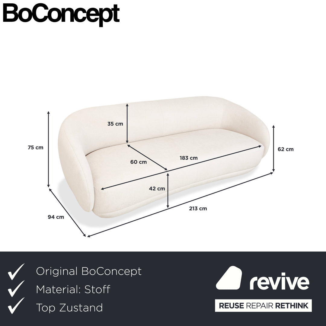 BoConcept Bolzano fabric three-seater cream sofa couch