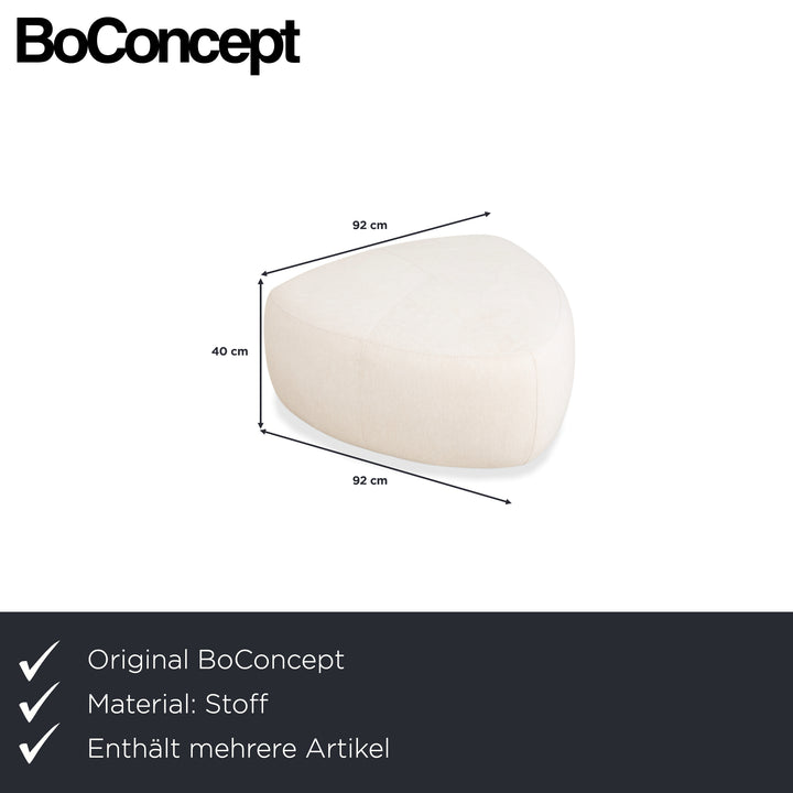 BoConcept Bolzano Stoff Dreisitzer Sessel Hocker Creme Weiß Sofa Couch