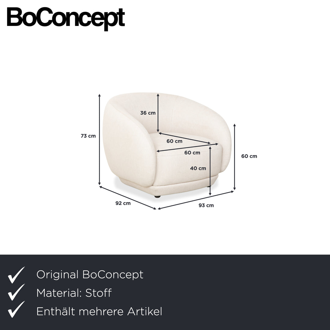 BoConcept Bolzano Stoff Dreisitzer Sessel Hocker Creme Weiß Sofa Couch