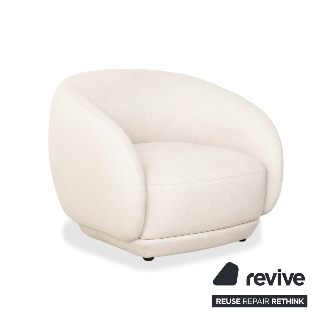 BoConcept Bolzano Stoff Dreisitzer Sessel Hocker Creme Weiß Sofa Couch
