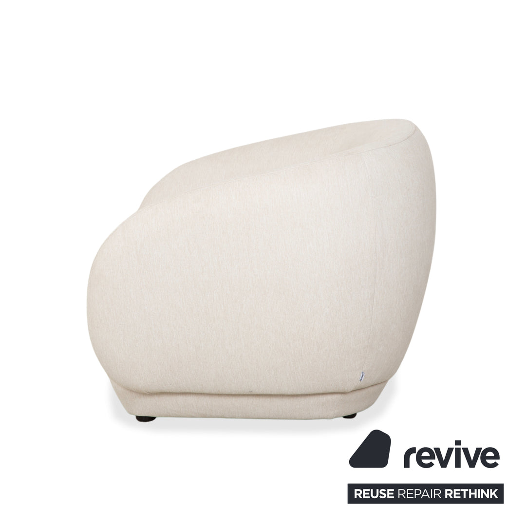 Fauteuil et repose-pieds en tissu BoConcept Bolzano, beige crème