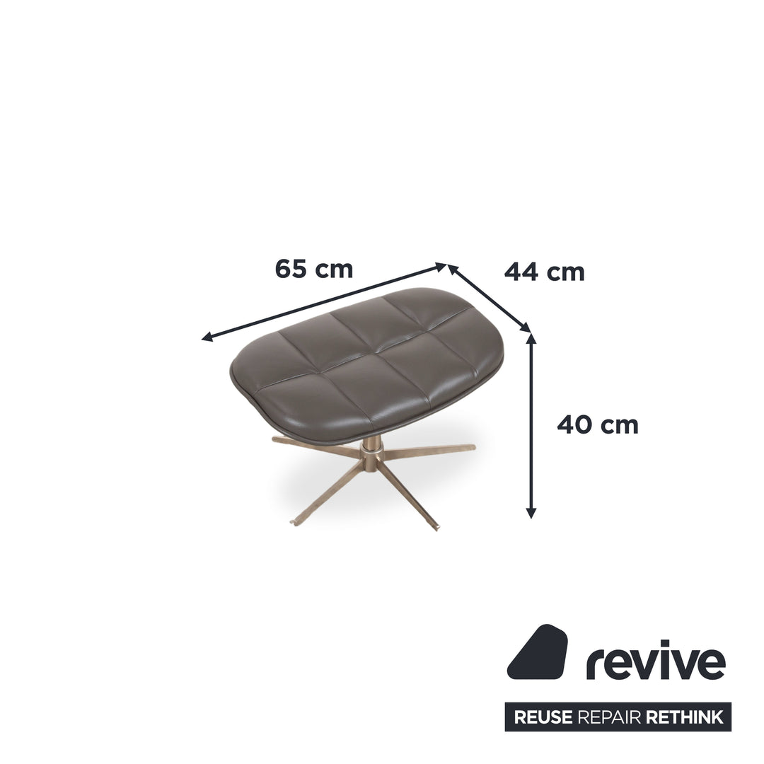BoConcept Boston Leder Sessel inkl. Hocker Grau Braun Taupe Estoril Semi Anilin Leder 0959 manuelle Drehfunktion und Wippfunktion