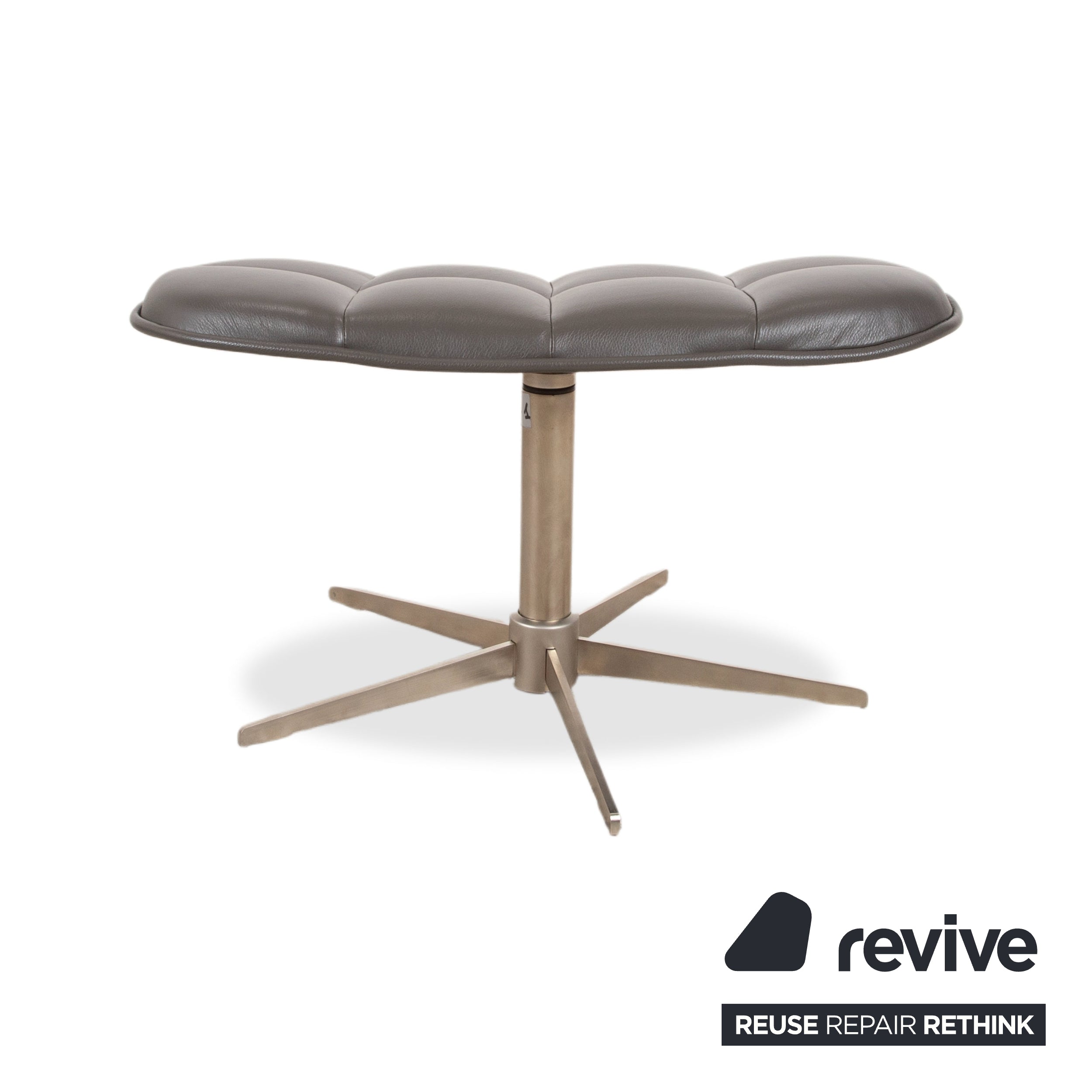 BoConcept Boston Leder Sessel inkl. Hocker Grau Braun Taupe Estoril Semi Anilin Leder 0959 manuelle Drehfunktion und Wippfunktion