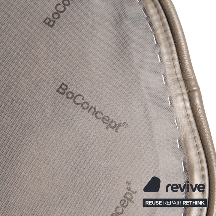 BoConcept Boston Leder Sessel inkl. Hocker Grau Braun Estoril Semi Anilin Leder 0959 manuelle Drehfunktion und Wippfunktion