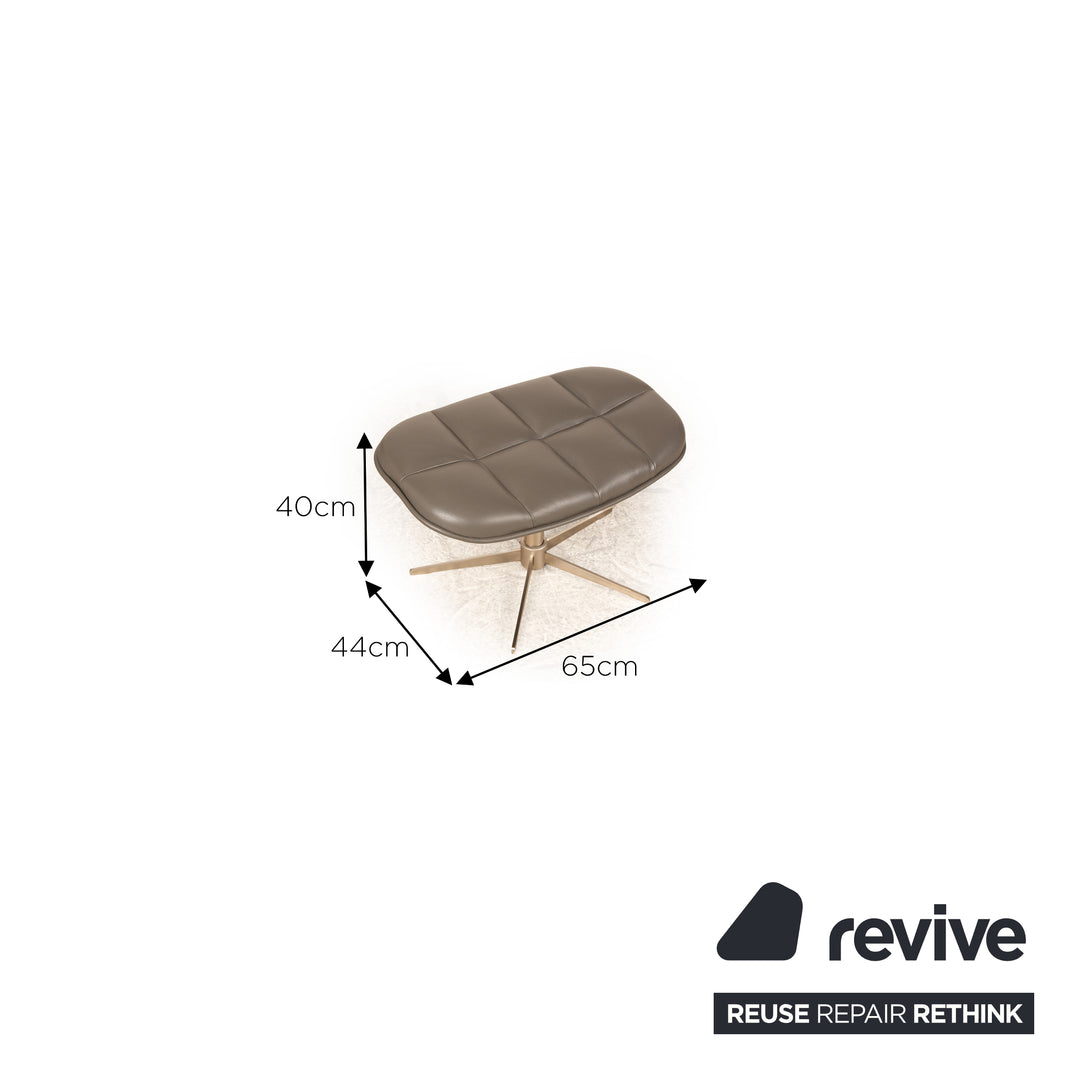 BoConcept Fauteuil en cuir Boston avec tabouret gris marron Cuir semi-aniline Estoril 0959 fonction pivotante manuelle et fonction bascule