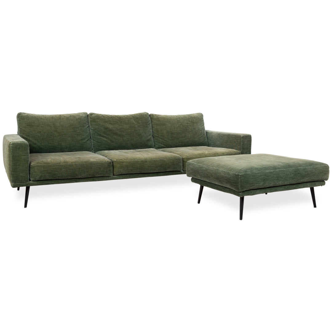 BoConcept Carlton Garnitur Stoff Dreisitzer Hocker Grün Moos Sofa Couch