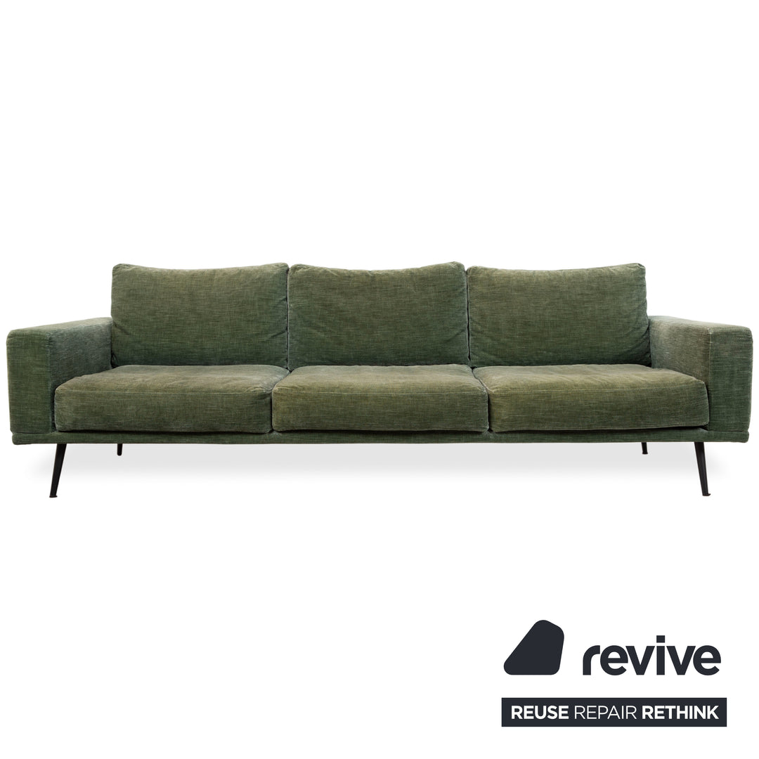 BoConcept Carlton Garnitur Stoff Dreisitzer Hocker Grün Moos Sofa Couch