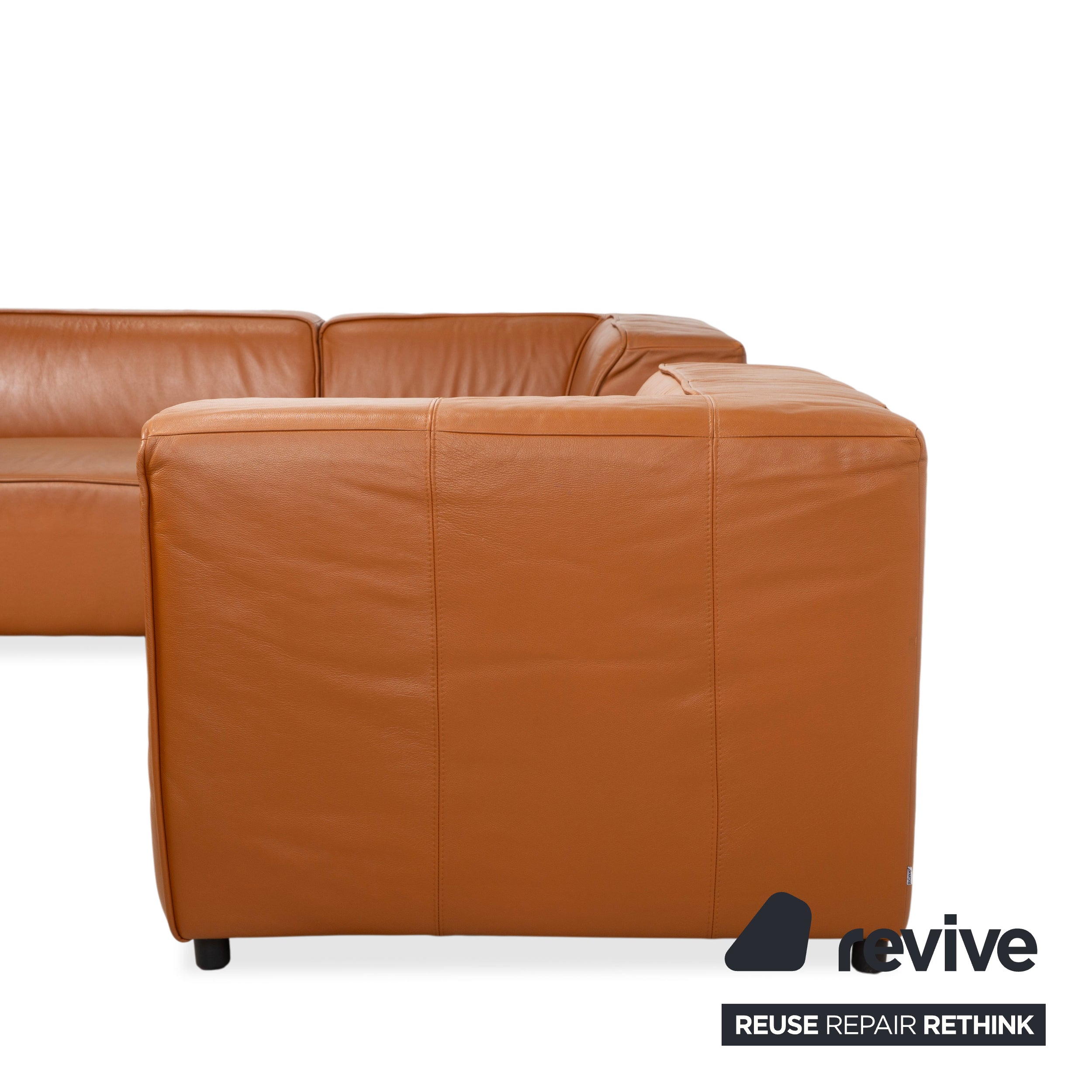 BoConcept Carmo Leather Corner Sofa Brown Cognac Sofa Couch